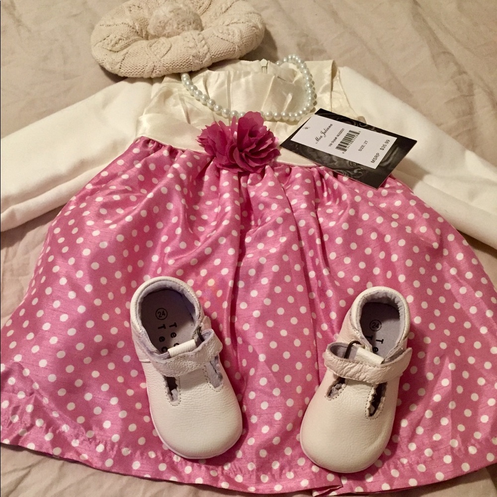 NWT 12 m & 2T (2) Pink Polka Dot Formal Dress